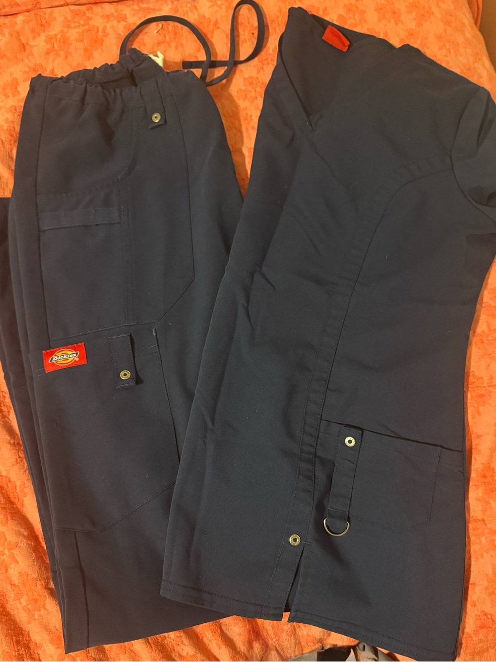 Dickies Womens Navy Cargo Scrubs with Utility Pockets
